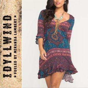 Idyllwind Western Boho Dress by Miranda Lambert blue/sienna